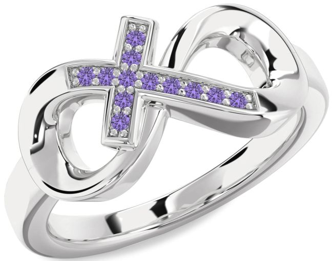 Alexandrite Silver Infinity Cross Ring
