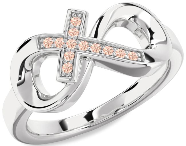 Morganite Silver Infinity Cross Ring