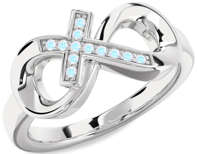 Moonstone Platinum Infinity Cross Ring