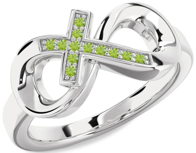 Peridot Silver Infinity Cross Ring