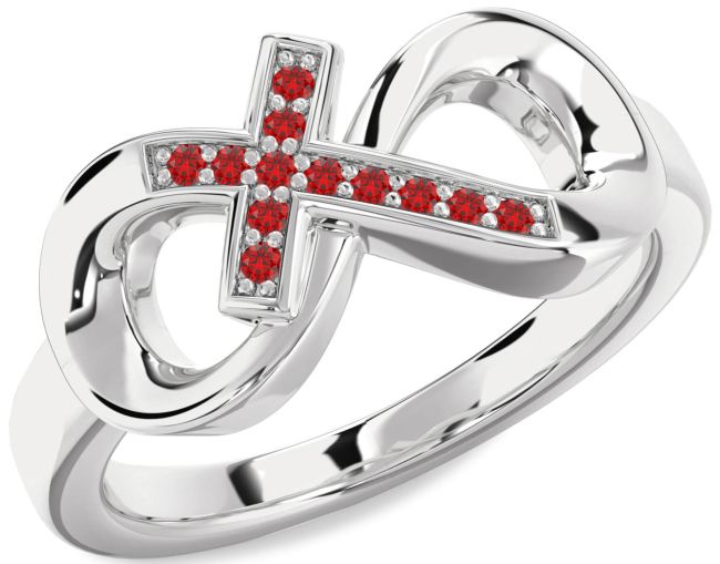 Ruby Platinum Infinity Cross Ring