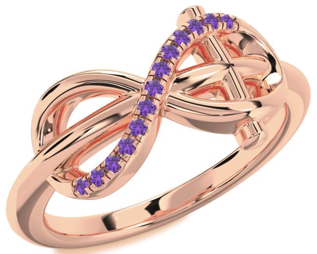 Amethyst Rose Gold Infinity Cross Ring
