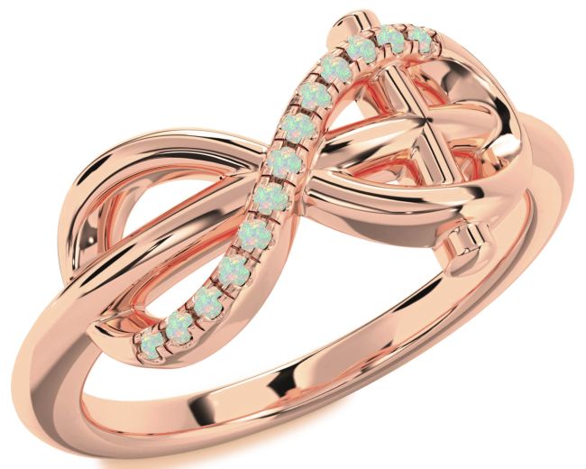 Opal Rose Gold Infinity Cross Ring