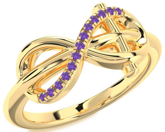 Amethyst Gold Infinity Cross Ring