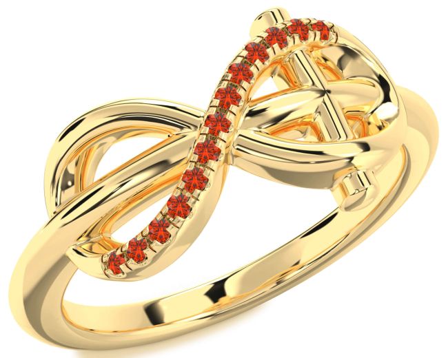 Fire Opal Gold Infinity Cross Ring