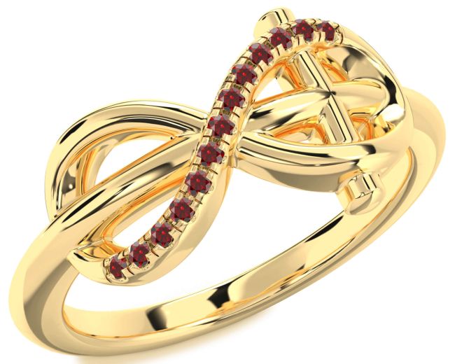 Garnet Gold Infinity Cross Ring