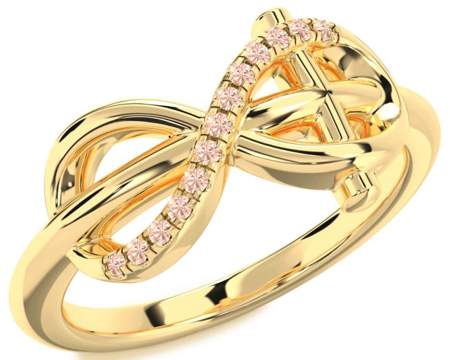 Morganite Gold Infinity Cross Ring