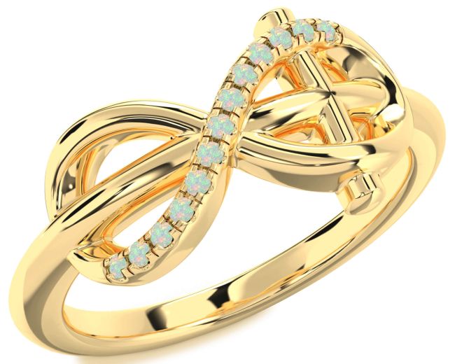 Opal Gold Infinity Cross Ring