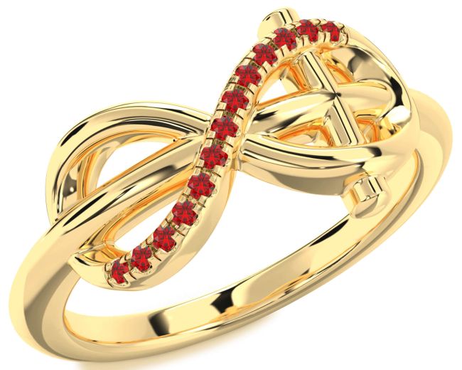 Ruby Gold Silver Infinity Cross Ring