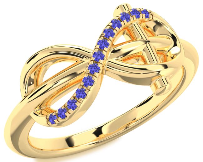 Tanzanite Gold Infinity Cross Ring