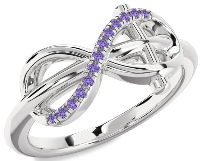 Alexandrite Silver Infinity Cross Ring