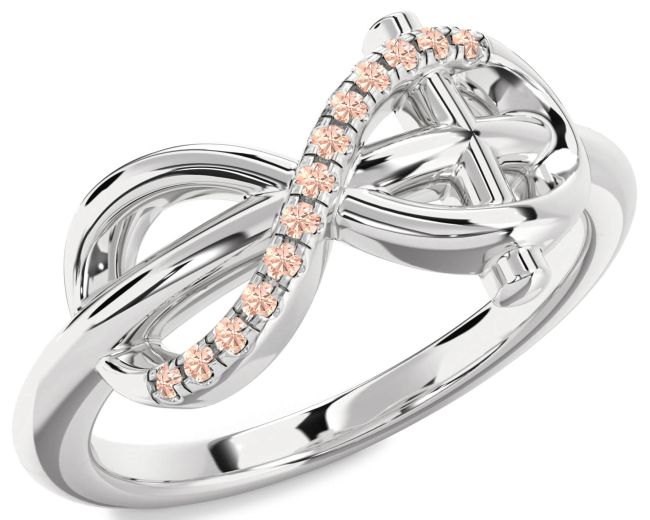 Morganite Silver Infinity Cross Ring