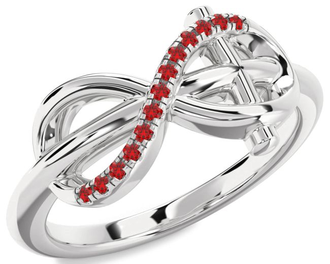 Ruby Platinum Infinity Cross Ring