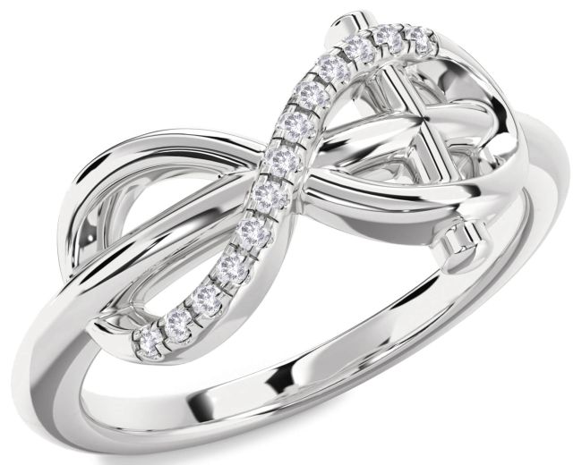 Salt & Pepper Diamond Silver Infinity Cross Ring