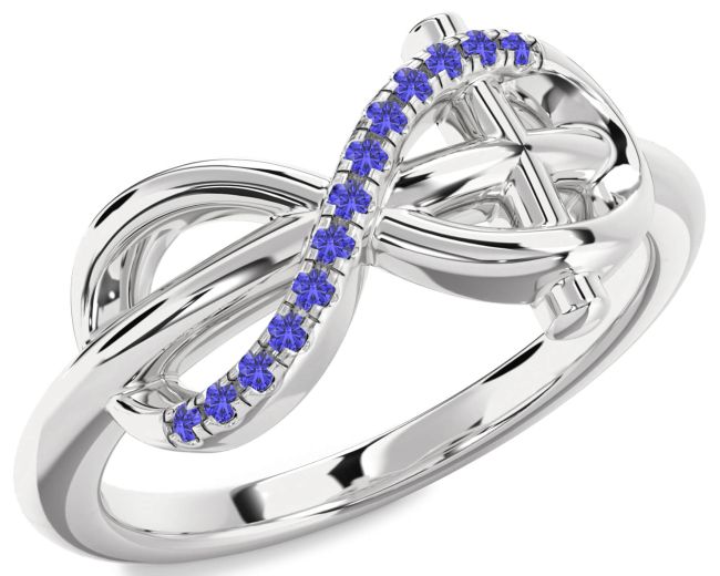 Tanzanite Silver Infinity Cross Ring