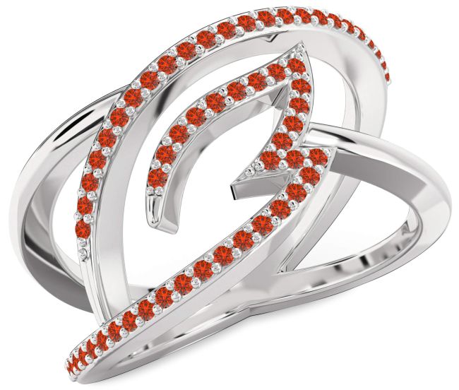 Fire Opal Platinum Infinity Ring