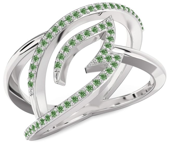Green Diamond Platinum Infinity Ring