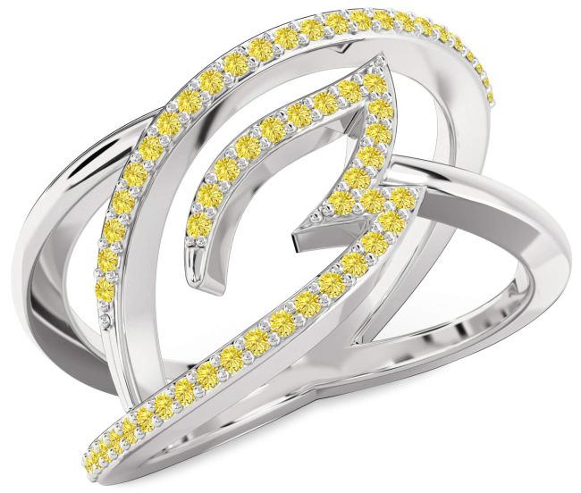 Yellow Diamond Platinum Infinity Ring