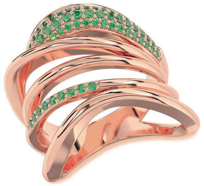 Emerald Rose Gold Silver Infinity Ring