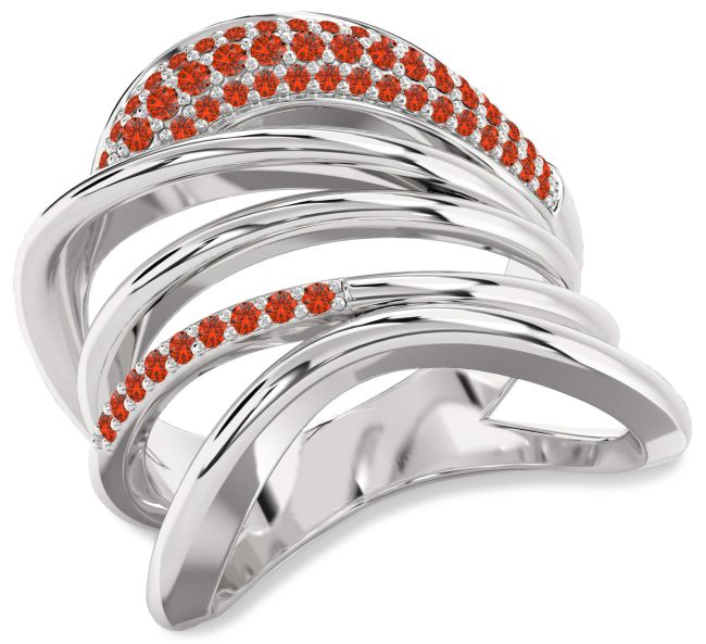 Fire Opal Platinum Infinity Ring