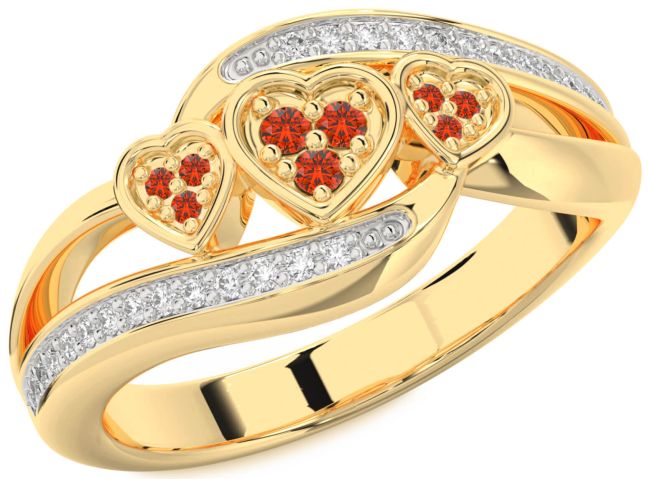 Diamond Fire Opal Gold Silver Heart Ring