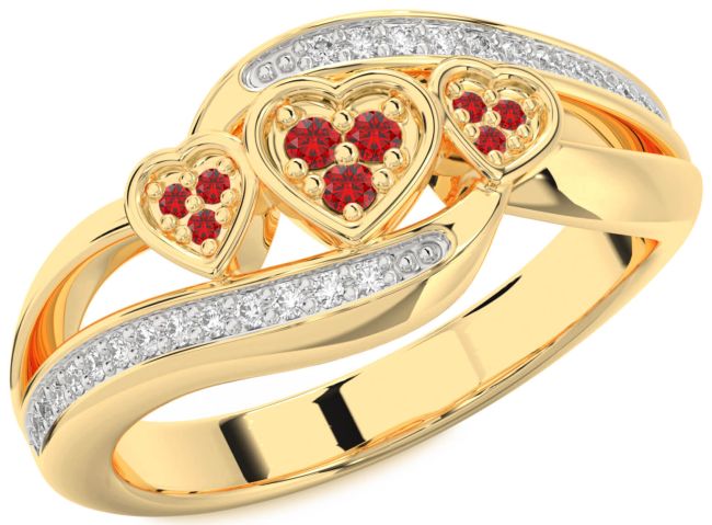 Diamond Ruby Gold Heart Ring