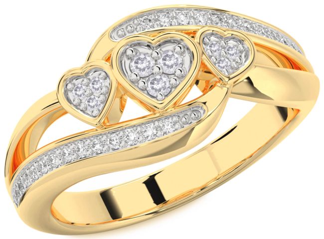 Salt & Pepper Diamond Gold Silver Heart Ring