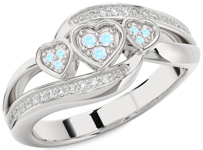 Diamond Moonstone Platinum Heart Ring