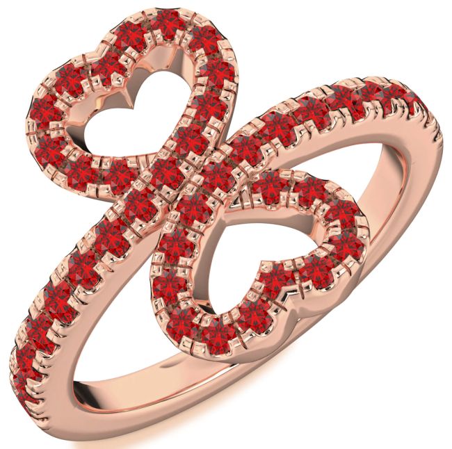 Ruby Rose Gold Heart Pave Ring