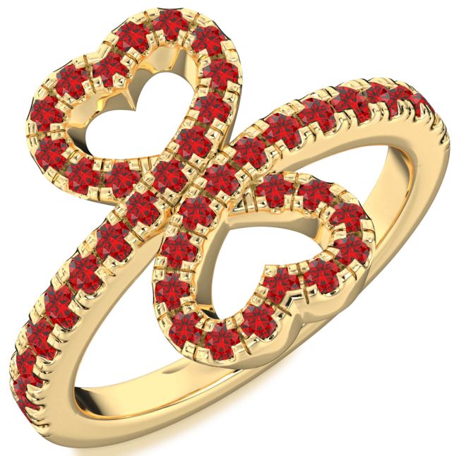 Ruby Gold Heart Pave Ring