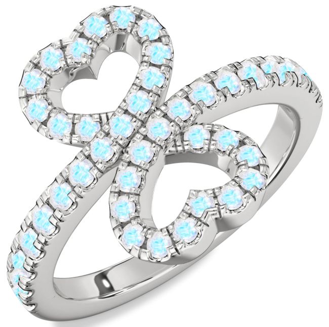 Moonstone Platinum Heart Pave Ring