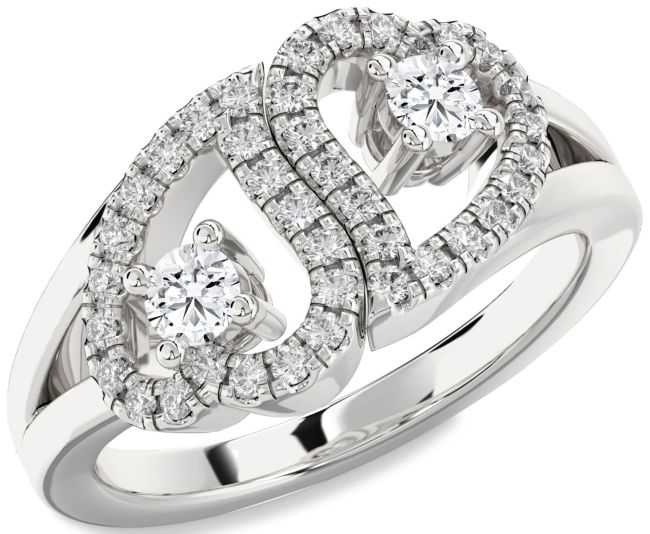 Lab Diamond Platinum Heart Two Stone Ring