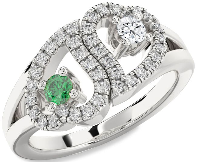 Diamond Platinum Heart Two Stone Promise Ring