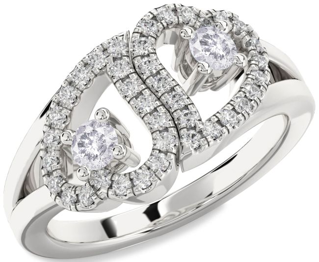 Salt & Pepper Diamond Platinum Heart Two Stone Ring