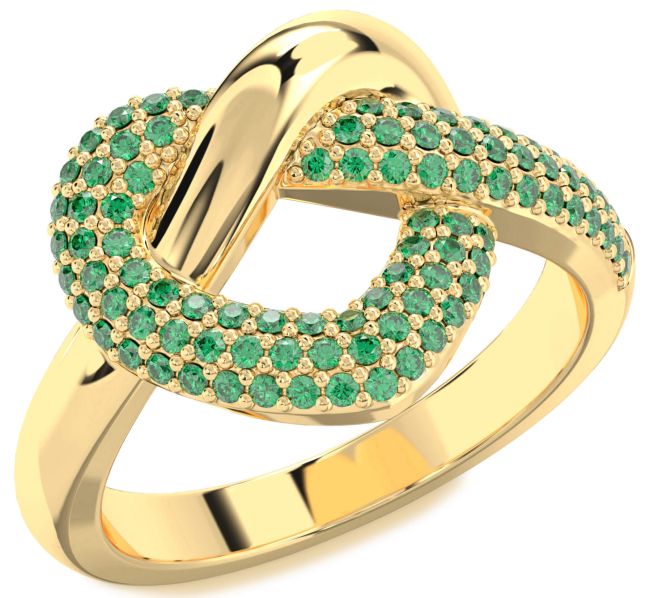 Emerald Gold Silver Heart Ring