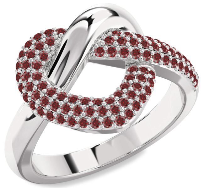 Garnet Platinum Heart Ring