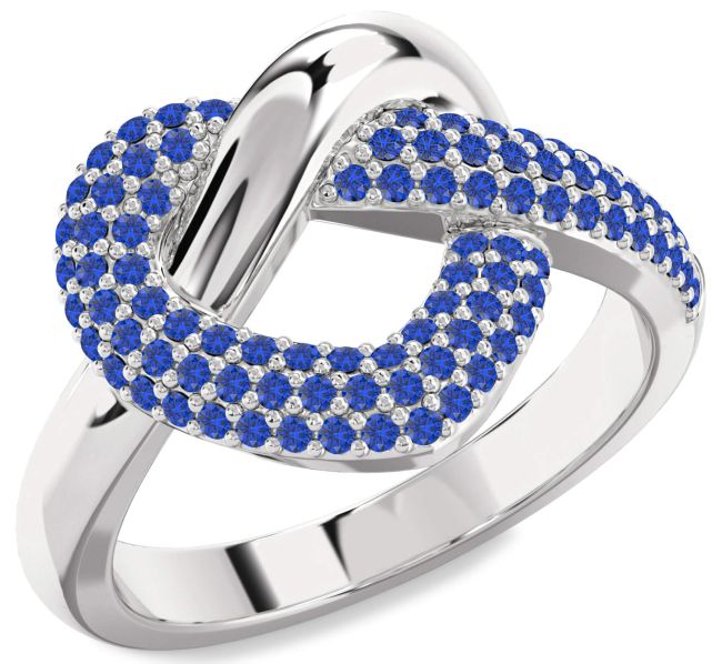 Blue Sapphire Silver Heart Ring