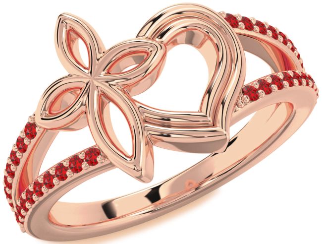 Ruby Rose Gold Heart Cross Ring