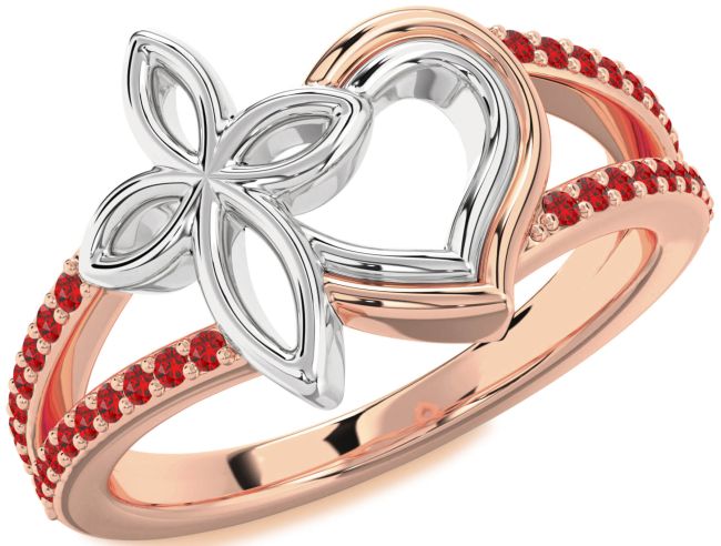 Ruby Rose Gold Silver Heart Cross Ring