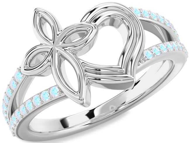 Moonstone Platinum Heart Cross Ring