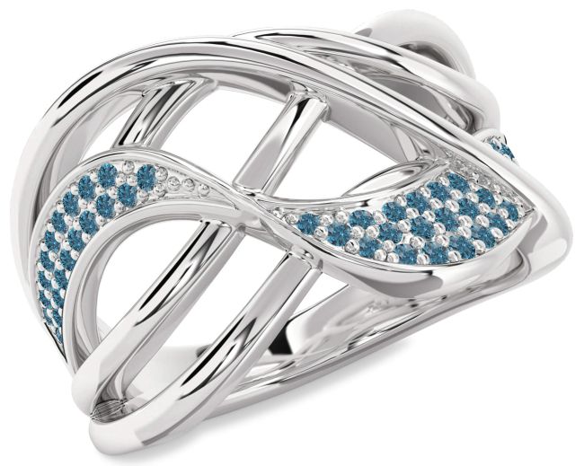 Blue Diamond Platinum Infinity Ring