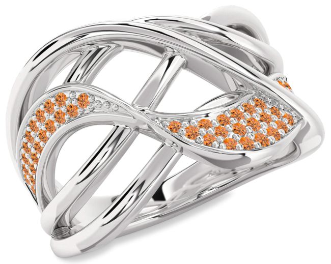 Citrine Platinum Infinity Ring