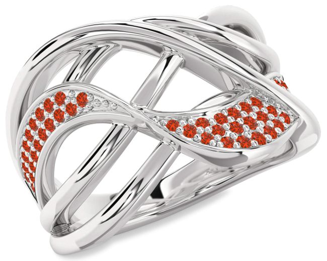 Fire Opal Platinum Infinity Ring