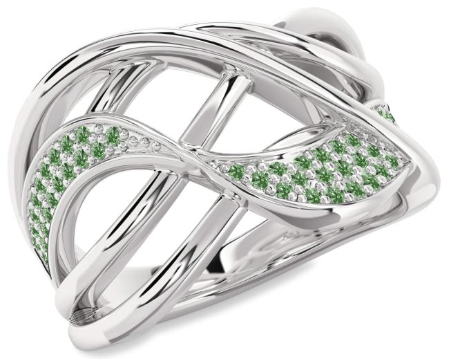 Green Diamond Platinum Infinity Ring