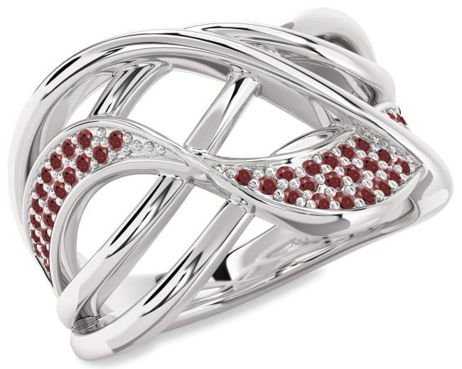Garnet Platinum Infinity Ring
