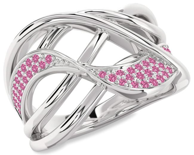 Pink Sapphire Platinum Infinity Ring