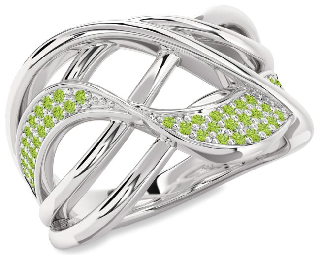 Peridot Platinum Infinity Ring