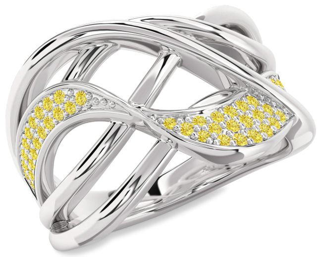 Yellow Diamond Platinum Infinity Ring