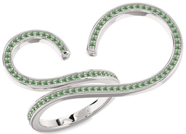 Green Diamond Platinum Infinity Ring