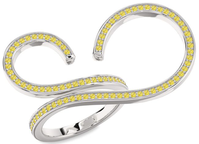 Yellow Diamond Platinum Infinity Ring